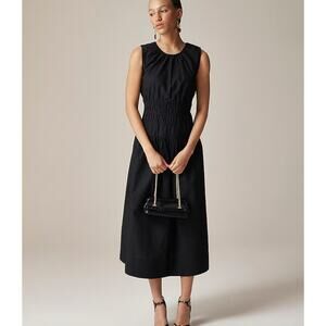 J Crew Hyacinth Dress In Cotton Poplin Large Black Flaw